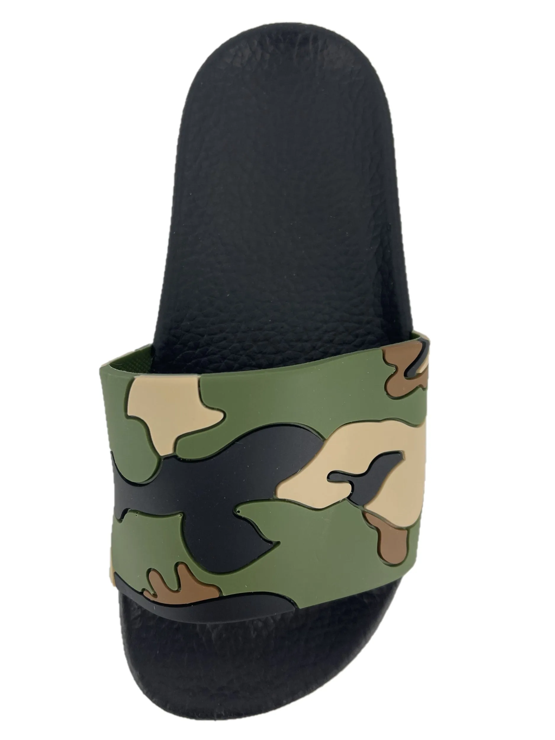 Boys’ Camo Sliders – Comfortable & Stylish Slip-On Sandals – Blue or Khaki