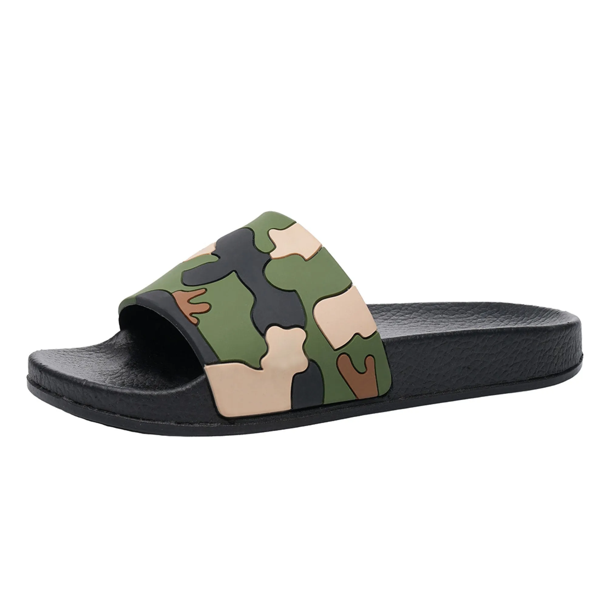 Boys’ Camo Sliders – Comfortable & Stylish Slip-On Sandals – Blue or Khaki