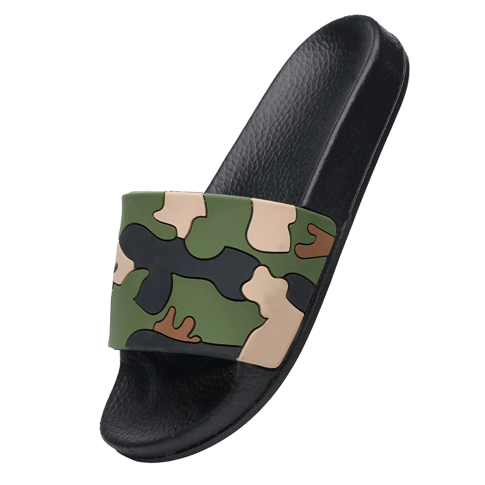 Boys’ Camo Sliders – Comfortable & Stylish Slip-On Sandals – Blue or Khaki