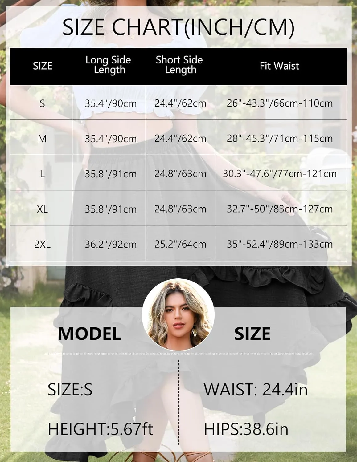 Bridesmay Renaissance Fairy Skirt 2025 Asymmetrical Ruffle Hem Elastic Waisted Long Maxi Skirts for Women