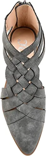Brinley Co. Womens Woven Detail Flat Grey, 10 Regular US