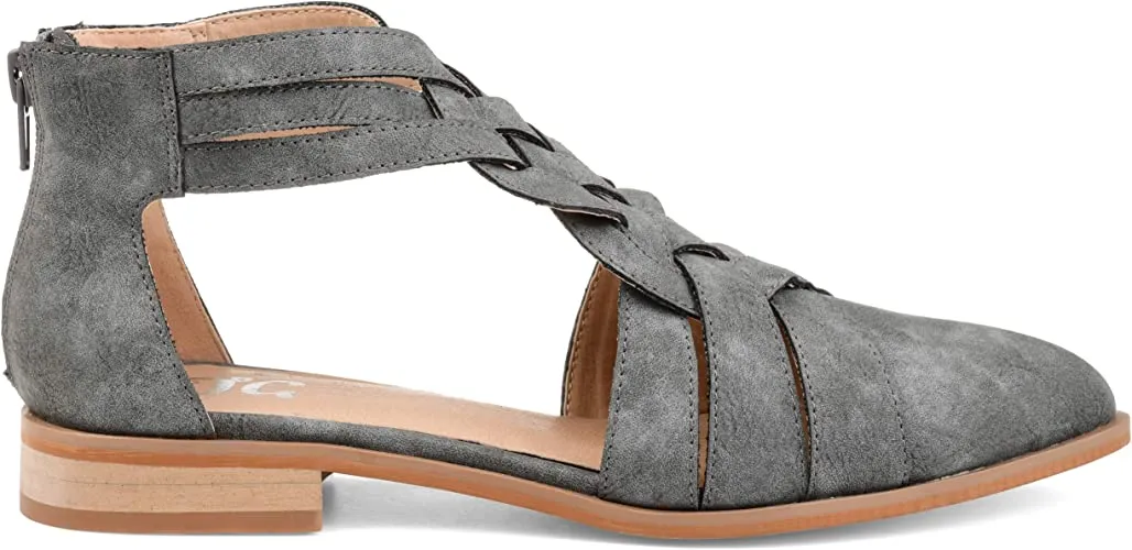 Brinley Co. Womens Woven Detail Flat Grey, 10 Regular US
