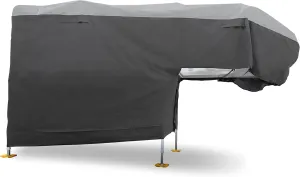 Camco ULTRAGuard Camper/RV Cover | Fits Slide-In Campers Up to 16' 8" | Features Zipper Entry Doors & Covered Air Vents | Crafted of Polypropylene | Storage Bag for RV Storage and Organization (45771)