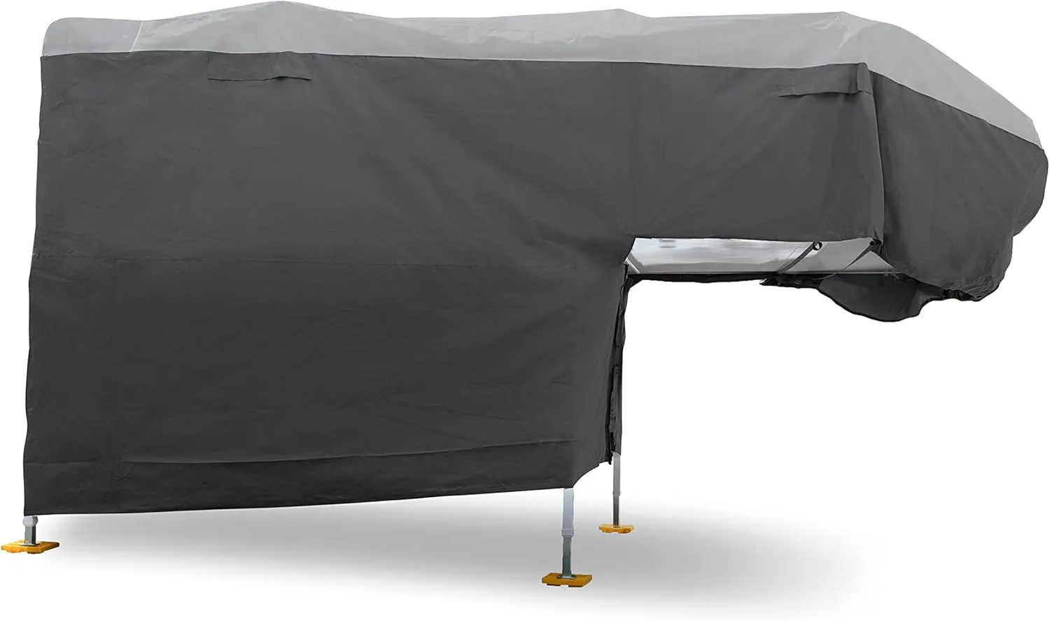Camco ULTRAGuard Camper/RV Cover | Fits Slide-In Campers Up to 16' 8" | Features Zipper Entry Doors & Covered Air Vents | Crafted of Polypropylene | Storage Bag for RV Storage and Organization (45771)