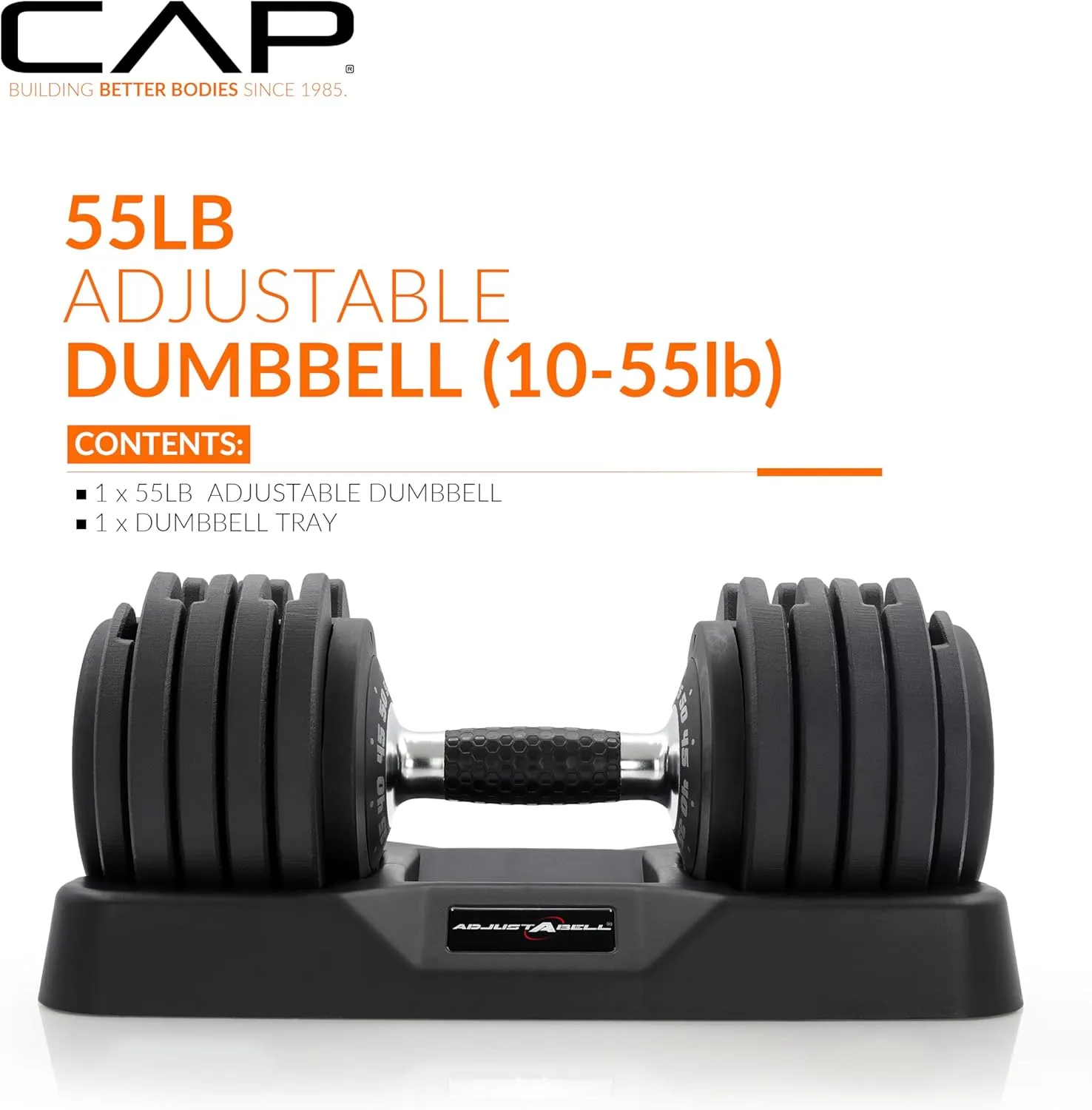 CAP Barbell ADJUSTABELL Adjustable Round Dumbbell Weights - Singles & Pairs | 12.5 lb, 25 lb & 55 lb | Multiple Handle Options