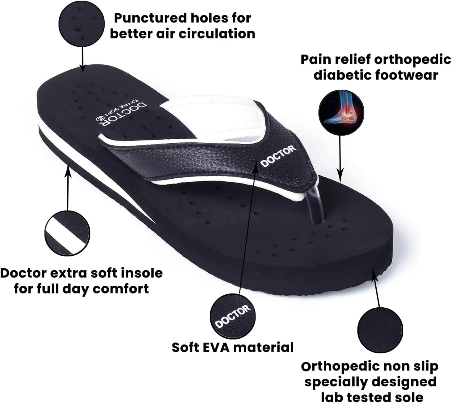 Care Diabetic Orthopedic Pregnancy Flat Super Comfort Dr Flipflops and House Slippers For Women's and Girl's D-18