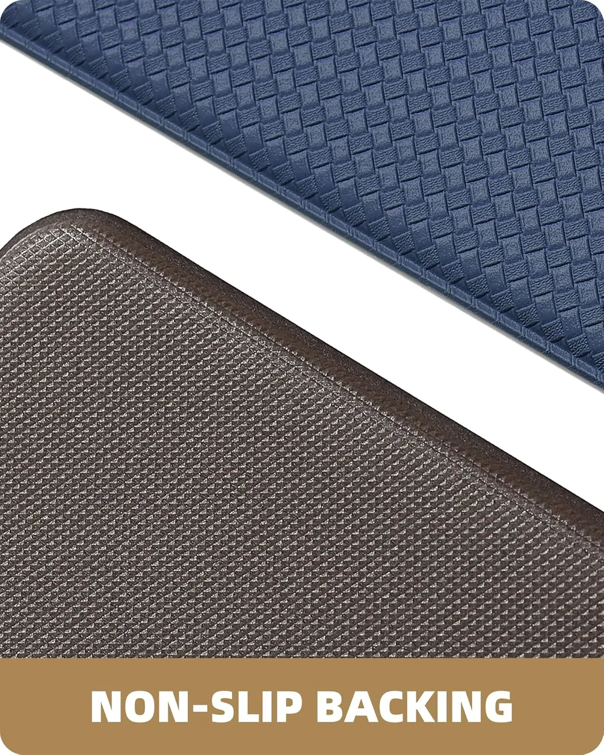 Color&Geometry Kitchen Rug Set 2 Piece Kitchen Runner Rug Kitchen Floor Mat, Cushioned Anti Fatigue Non Skid Waterproof Comfort Standing Kitchen Mat, 17"x29" 17"x59", Blue