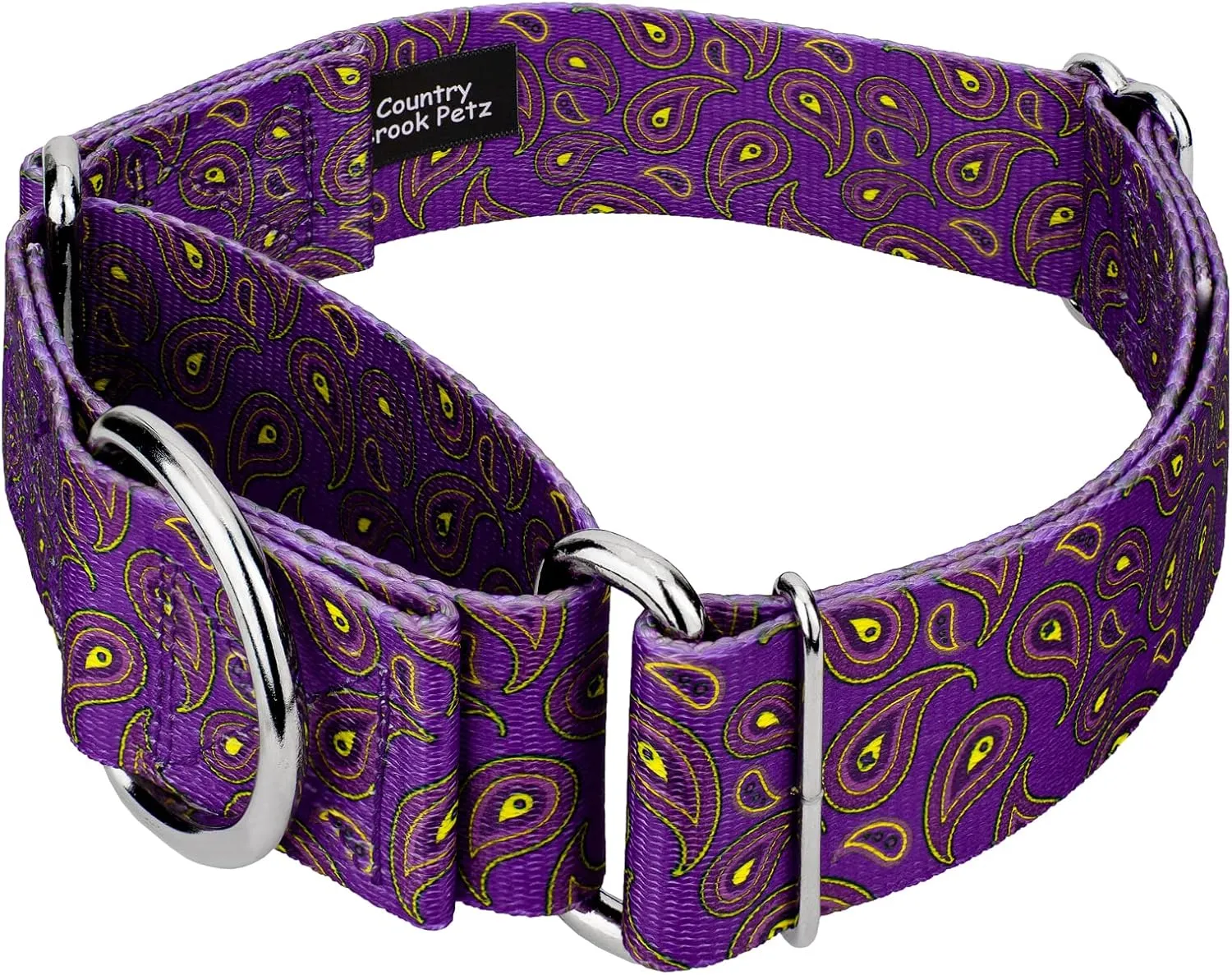 Country Brook Petz - Purple Paisley Martingale Dog Collar - Paisley Collection Featuring Classy Designs (1 1/2 Inch, Extra Large)
