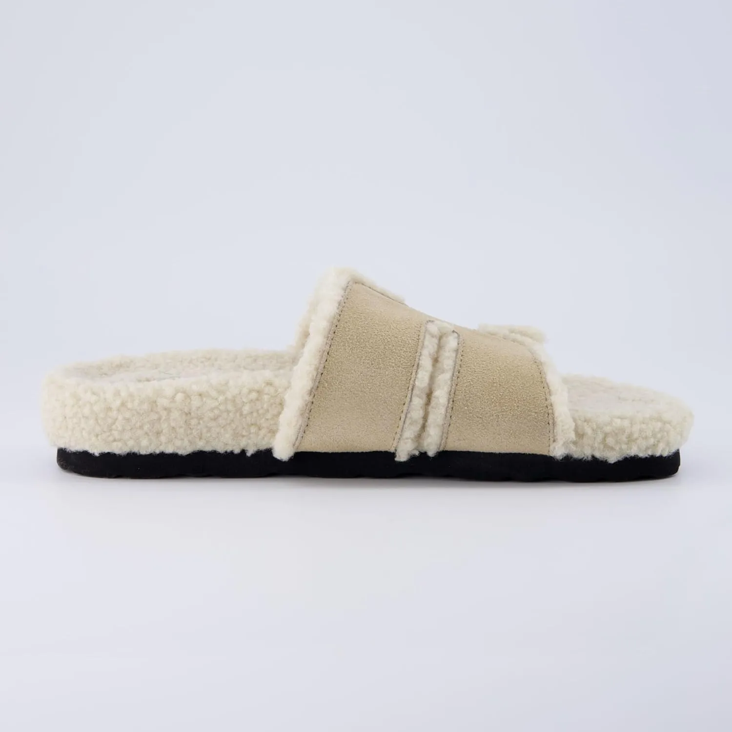 CUSHIONAIRE Cuddle Fur Slippers for Women Faux Shearling Slide Sandal  Memory Foam, Wide Widths Available