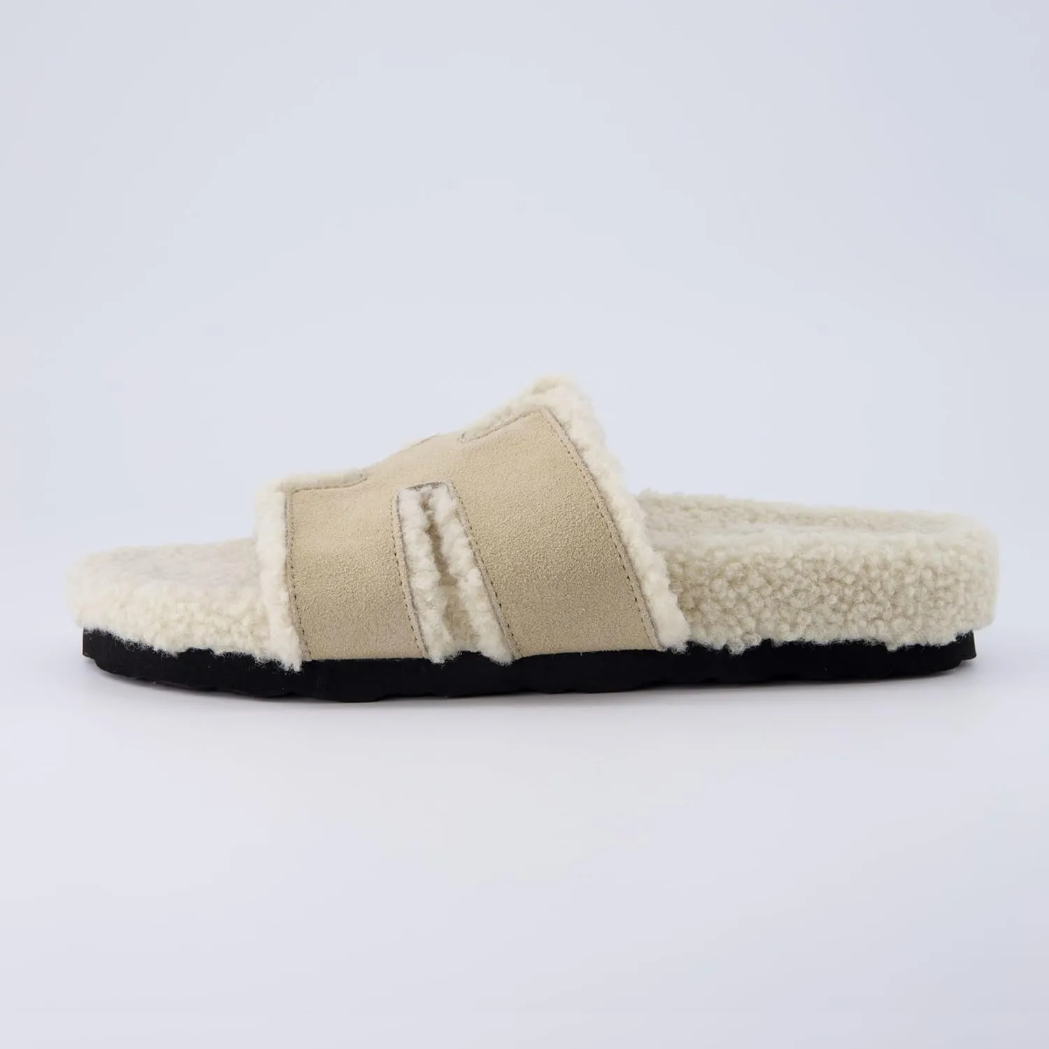 CUSHIONAIRE Cuddle Fur Slippers for Women Faux Shearling Slide Sandal  Memory Foam, Wide Widths Available
