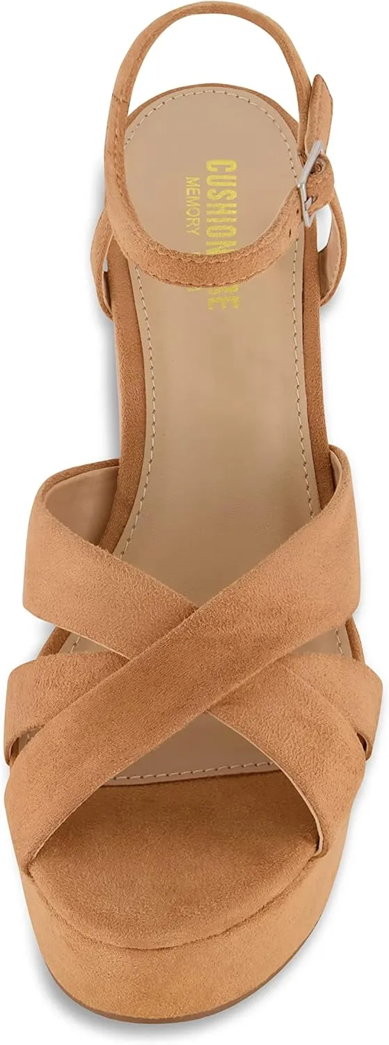 CUSHIONAIRE Women's Foxy platform dress sandal  Memory Foam and Wide Widths Available
