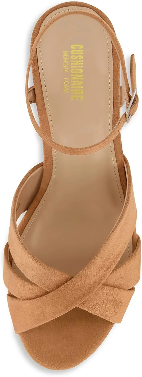 CUSHIONAIRE Women's Foxy platform dress sandal  Memory Foam and Wide Widths Available