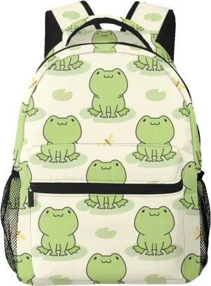 Cute Frog Animal Backpack For School Laptop Bags Bookbag Big Casual Daypack For Student Girls Boys Kids Teens Travel Sports Work