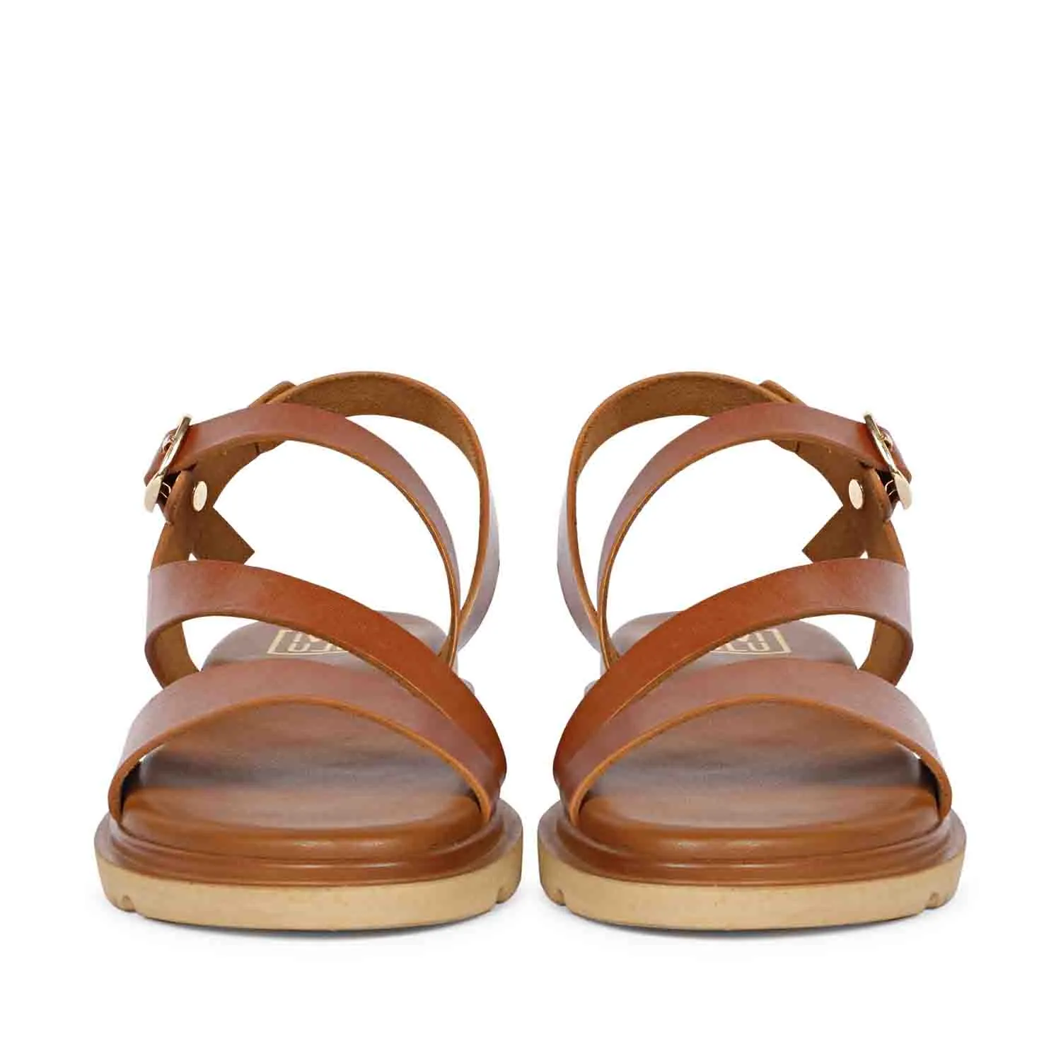 Dalia Tan Leather Flat Sandals