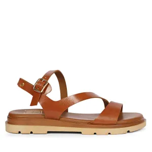 Dalia Tan Leather Flat Sandals