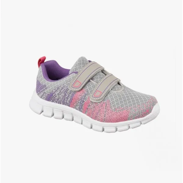 DEK SHARD Girls Mesh Touch Fasten Trainers Grey/Lilac