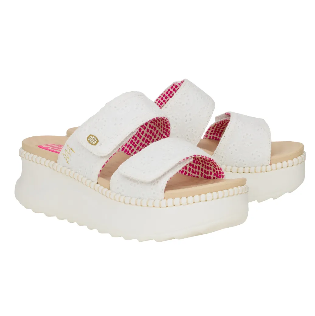 Delray Slide Eyelet - White