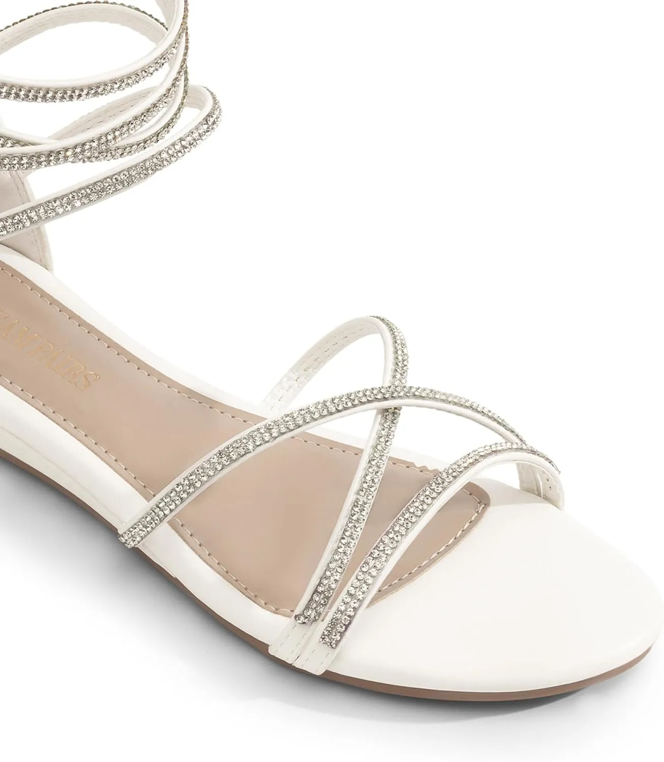 DREAM PAIRS Women's Ankle Strap Flat Sandals Summer Dressy Strappy Gladiator Rhinestones Sandals