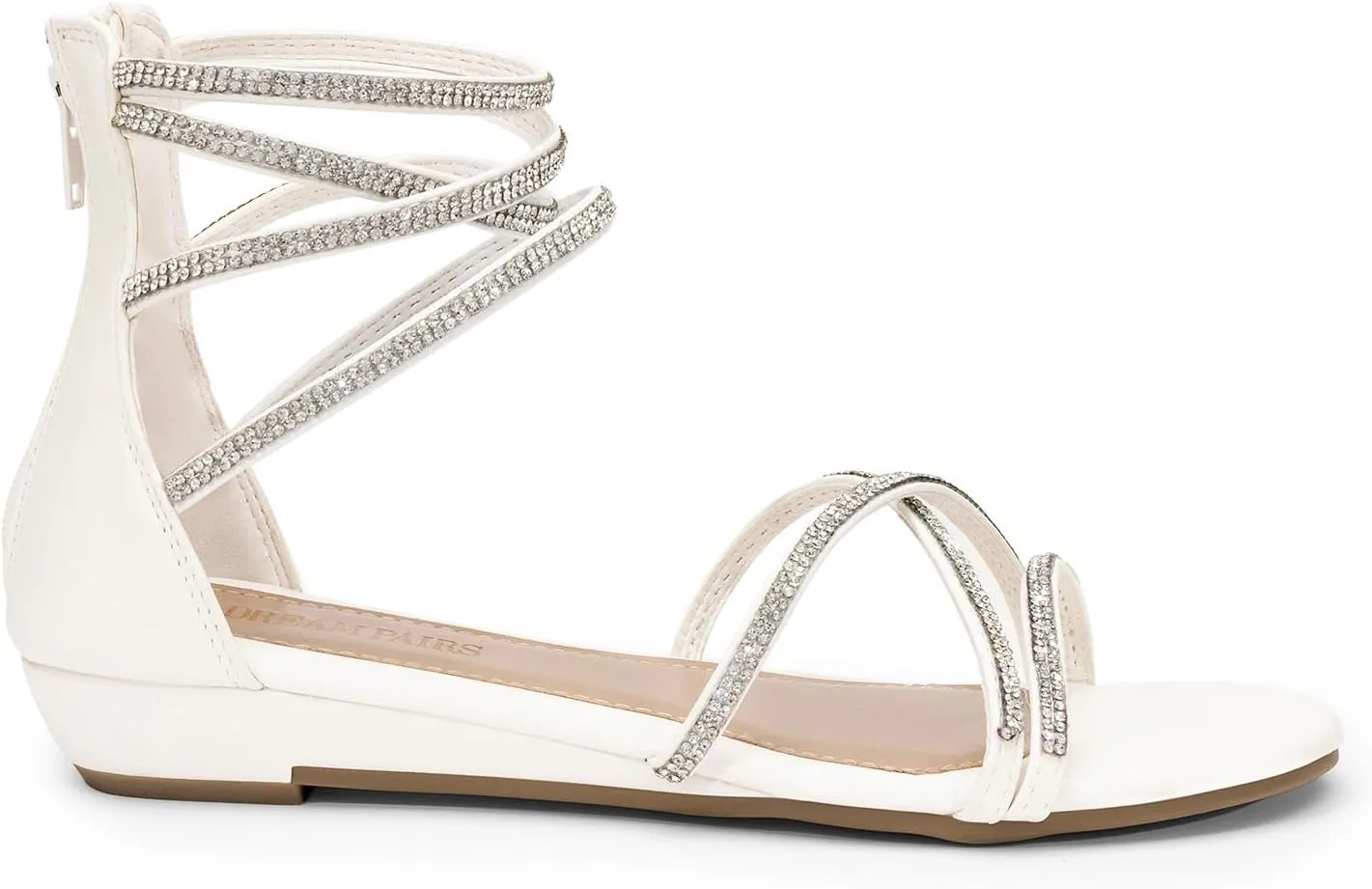 DREAM PAIRS Women's Ankle Strap Flat Sandals Summer Dressy Strappy Gladiator Rhinestones Sandals