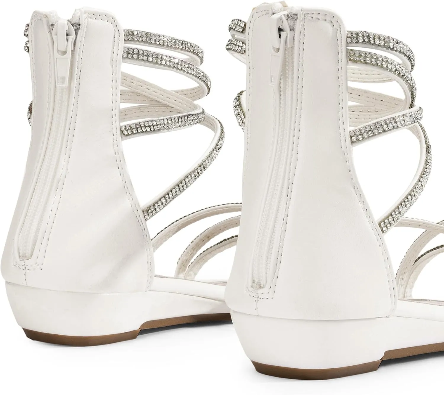 DREAM PAIRS Women's Ankle Strap Flat Sandals Summer Dressy Strappy Gladiator Rhinestones Sandals