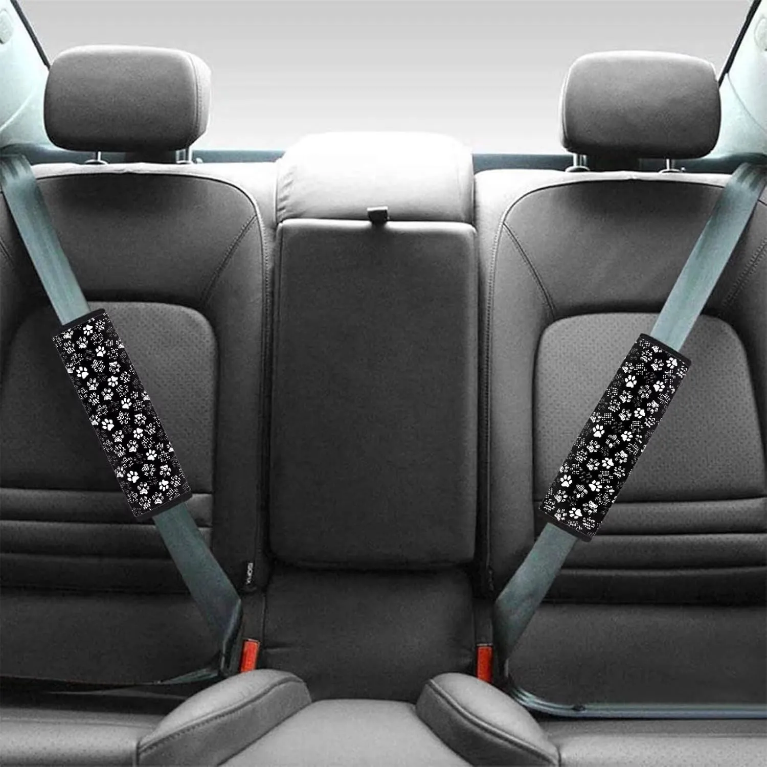 Dreaweet White Dog Paw Seat Belt Covers for Adults 2 Pcs Seatbelt Covers Car Seat Belt Cover Pad Soft Comfortable Seat Belt Cushion Shoulder Strap Pads