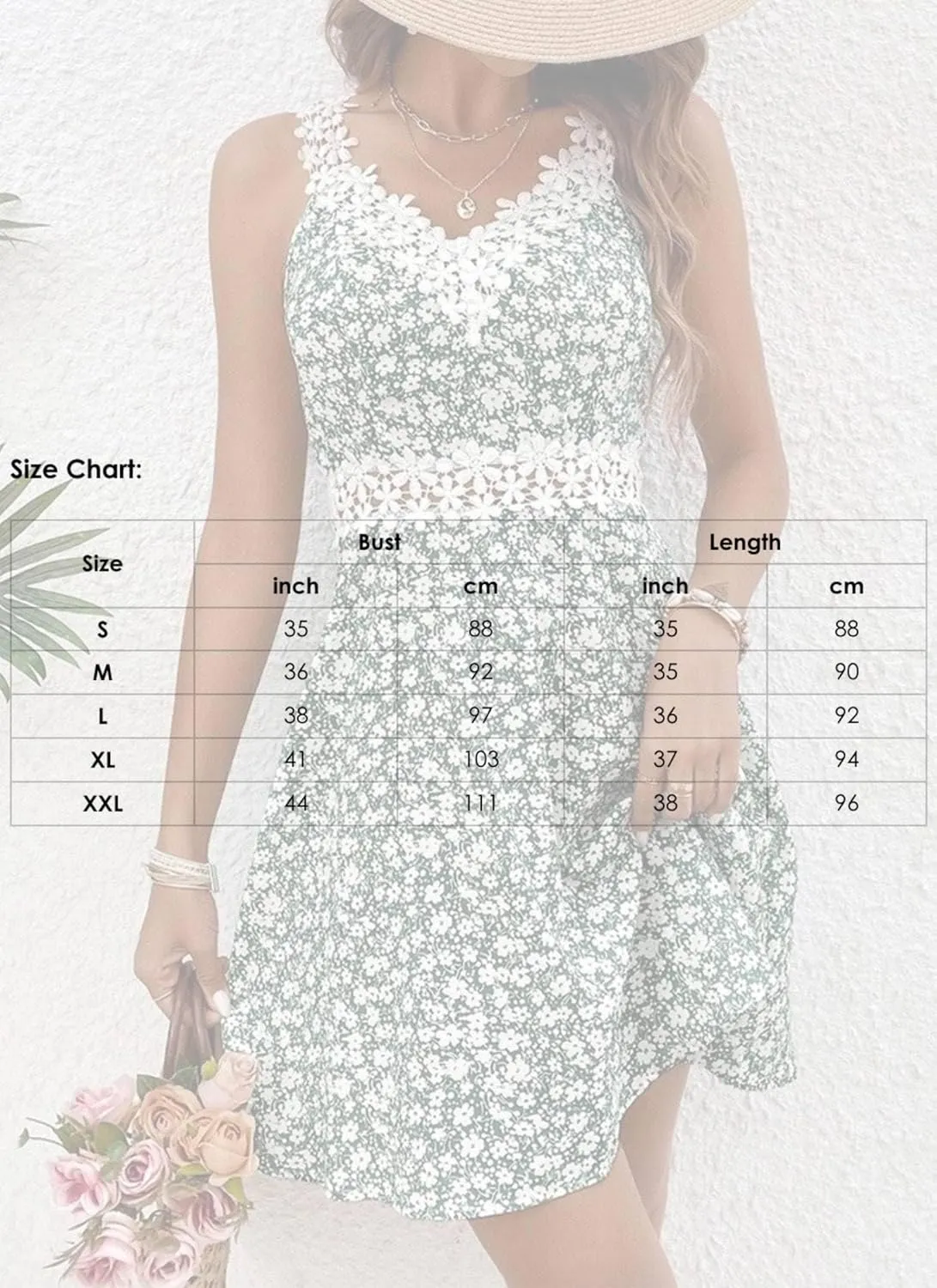 Dress for Women Fresh V Neck Sleeveless Mini Dress Charming Print A Line Dresses Garden Party Dresses