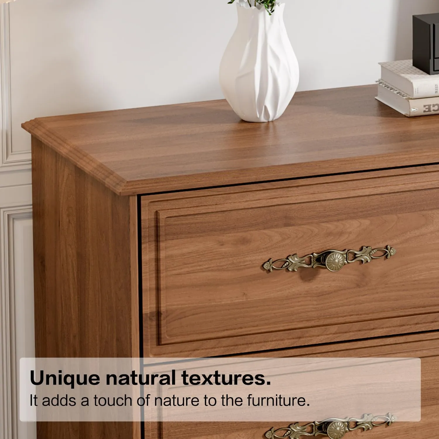 Dresser for Bedroom with 9 Drawers,63" Wide Modern Chest of Drawers with Metal Handle,Wooden Dresser TV Stand,Wood Closet Clothes Storage Organizer for Living Room,Hallway,Umber