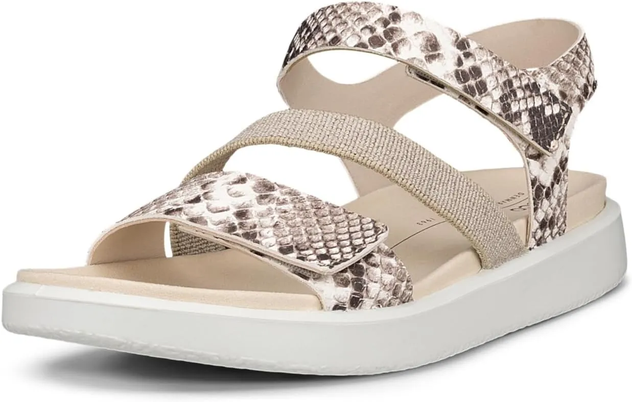 ECCO Women's Flowt 2 Band Sandal, Bright White/Python, 8-8.5