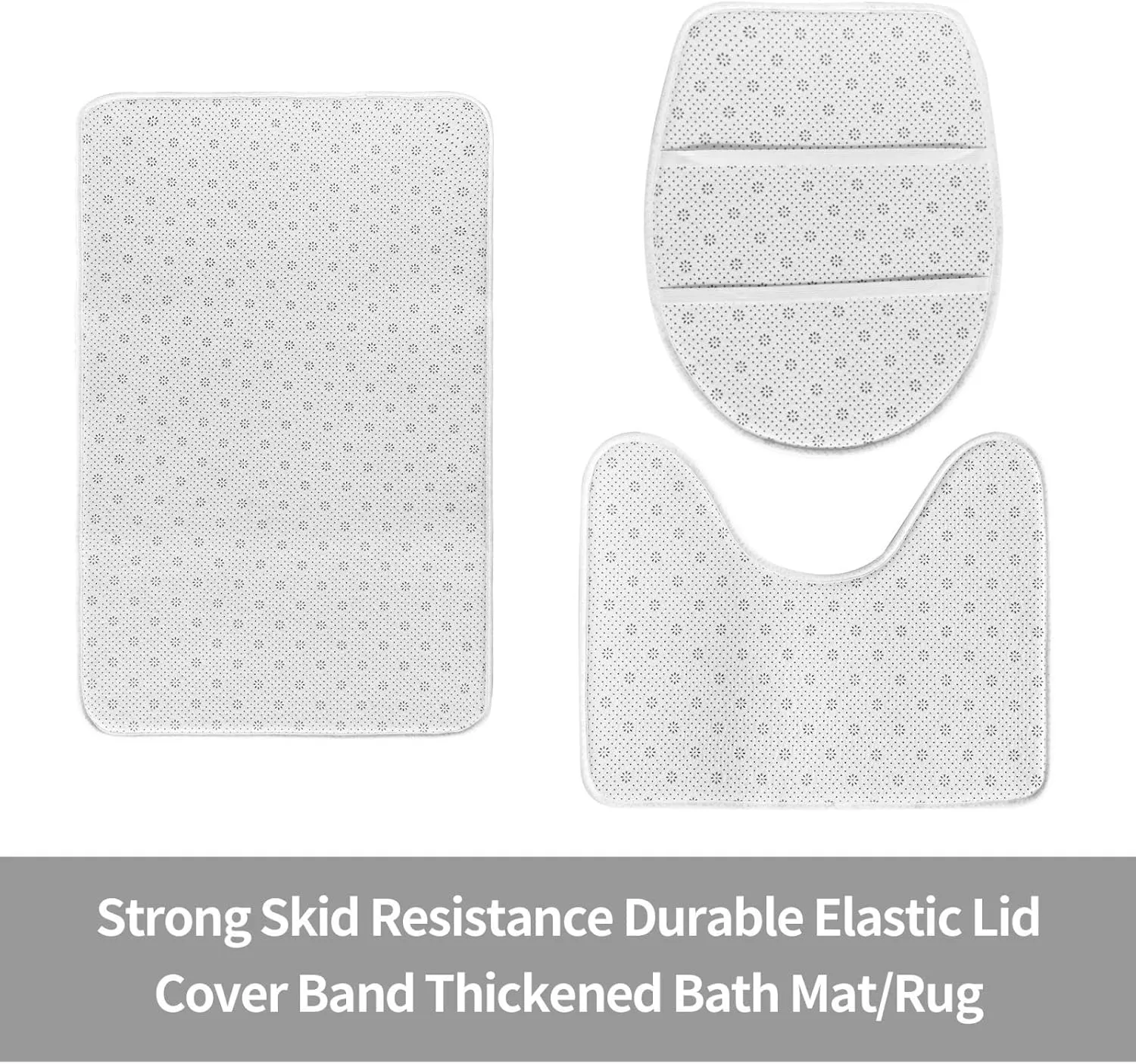 EkcoS Red Moonflower Bathroom Rugs Set 3 Piece Microfiber Bath Shower Mat and U-Shaped Toilet Rug, Machine Wash Dry, Non Slip Absorbent Bath Rug for Tub.