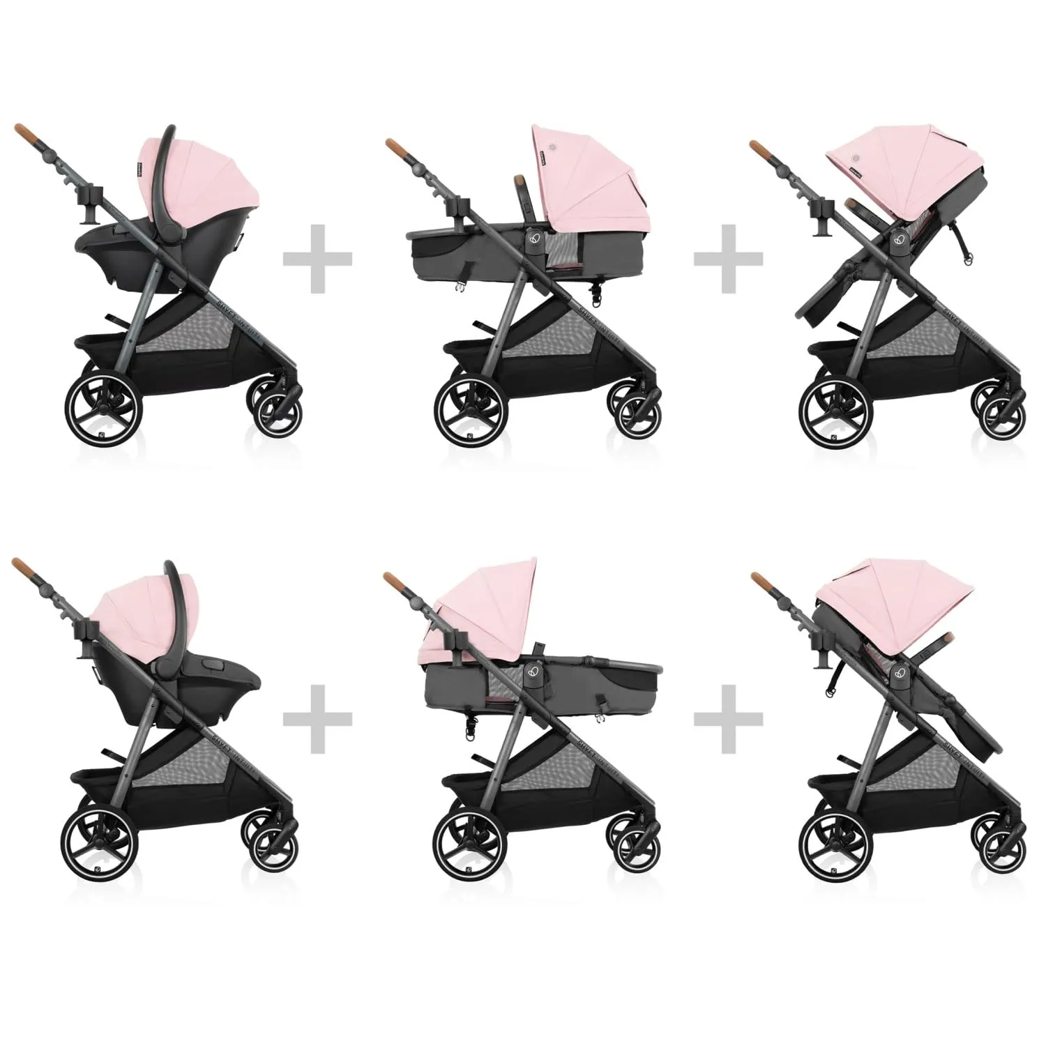 Evenflo Shyft Intuiti Travel System with Revolve180 LiteMax NXT Rotational Infant Car Seat (Amaranth Pink)