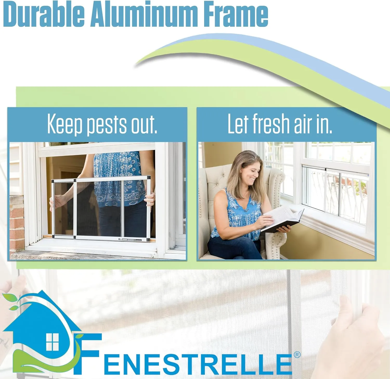 Fenestrelle Expandable Window Screen, 2 Way Adjustable Window Screen, Horizontal (20" H x 28"-54" W) or Convert to Vertical (28" H x 20"- 38" W), Pack of 2