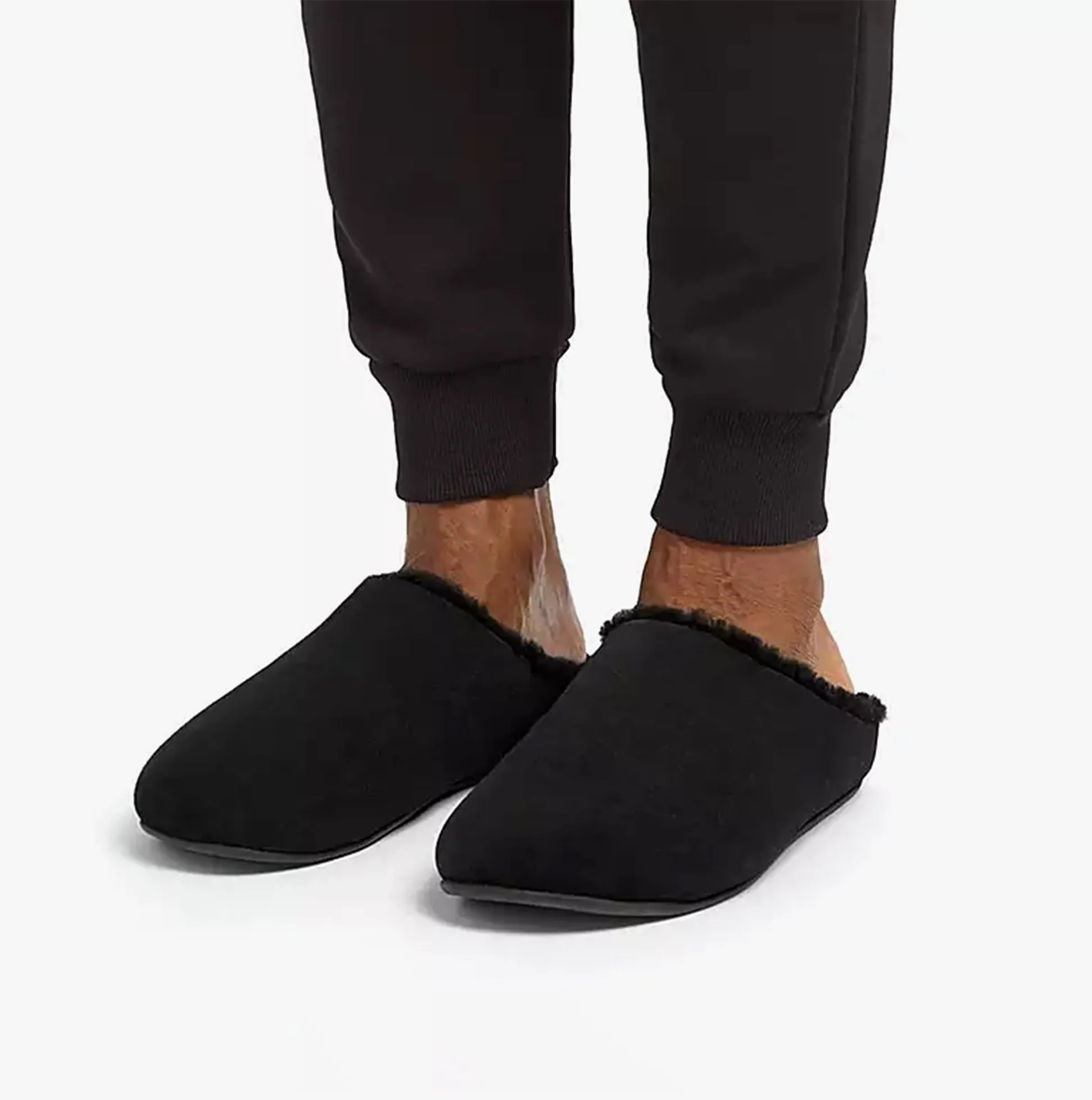 FitFlop SHOVE FELT Mens Mule Slippers All Black