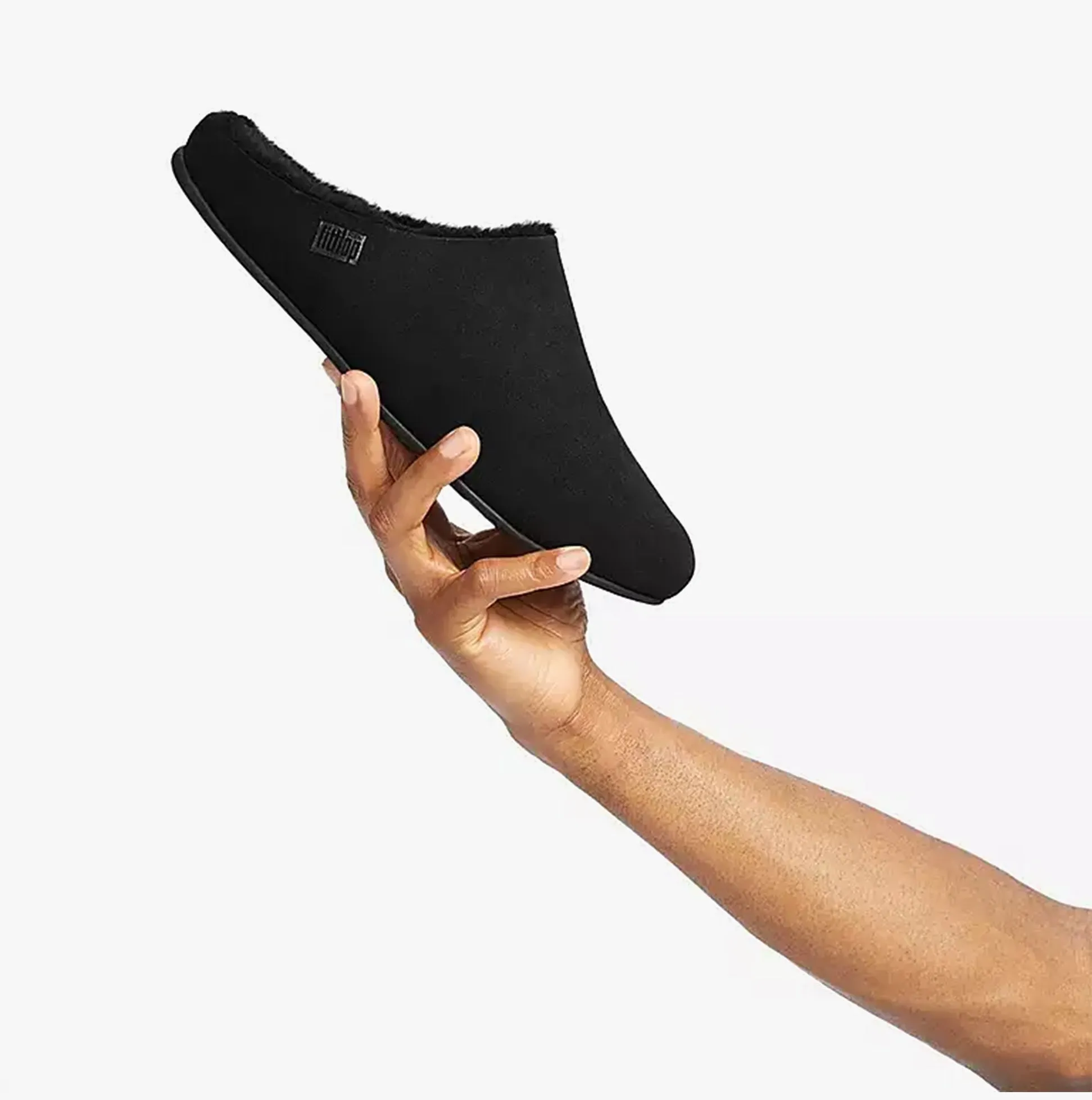 FitFlop SHOVE FELT Mens Mule Slippers All Black