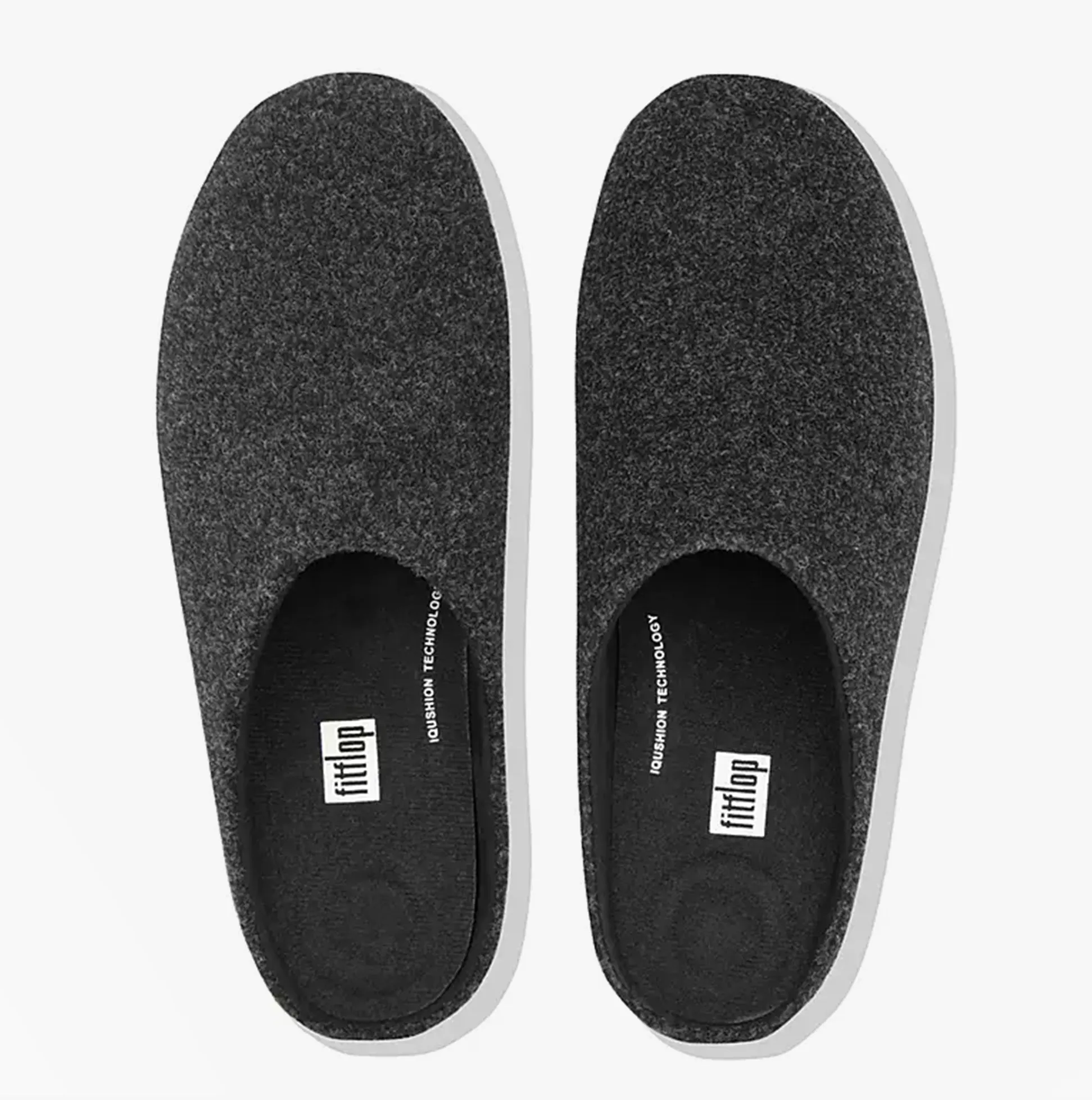 FitFlop SHOVE FELT Mens Mule Slippers Steel Grey