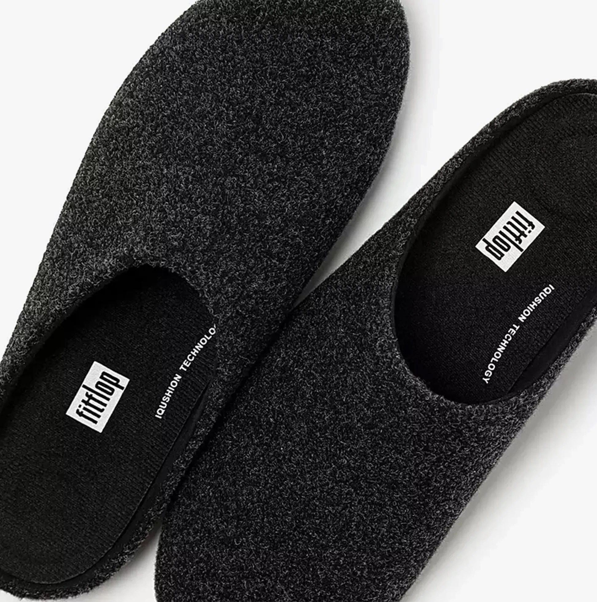 FitFlop SHOVE FELT Mens Mule Slippers Steel Grey