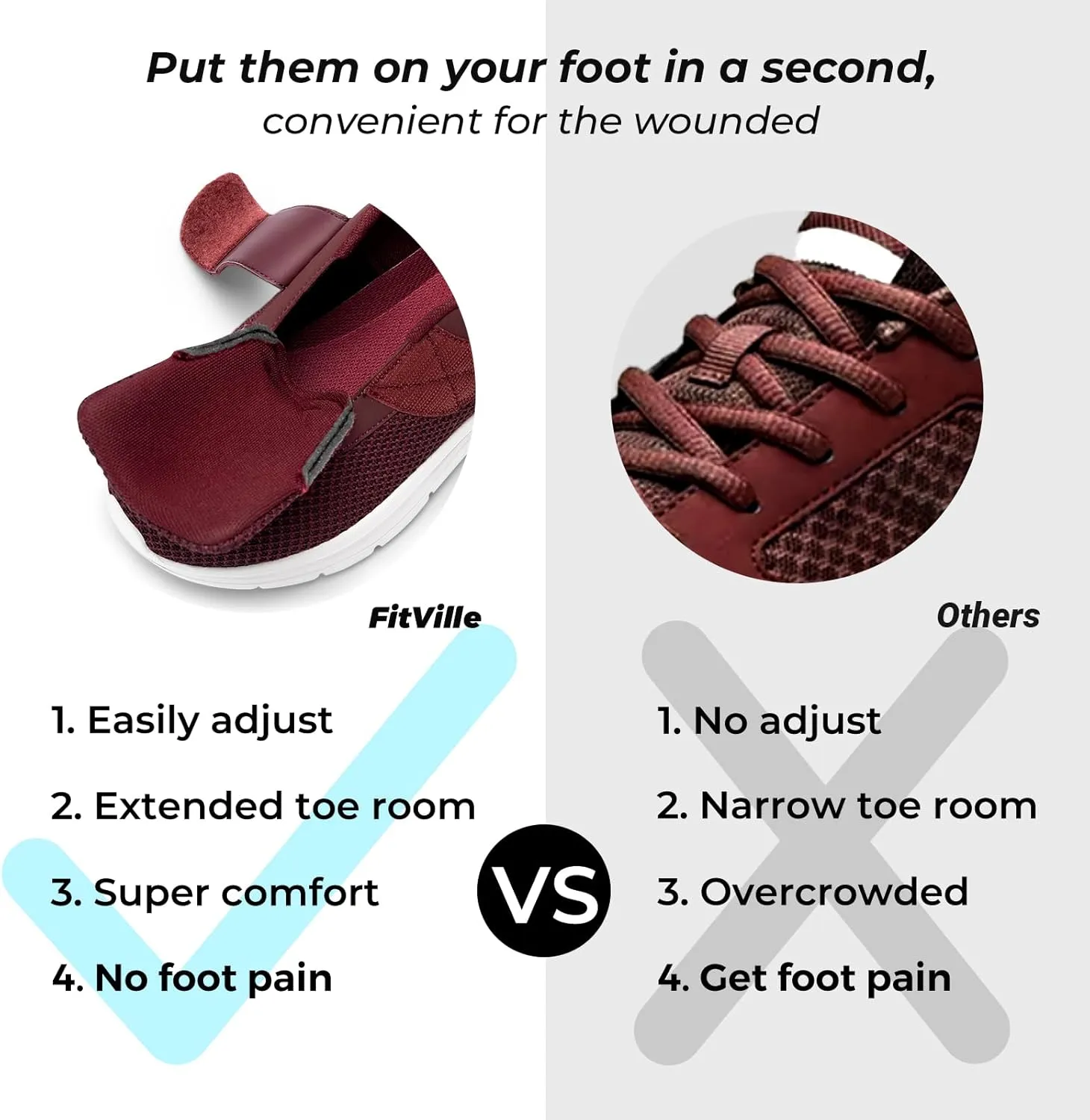 FitVille Diabetic Shoes for Women Slip on Wide Width Walking Shoes for Swollen Feet with Adjustable Strap Wide Sneakers for Women Lightweight Mesh