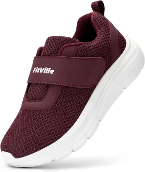 FitVille Diabetic Shoes for Women Slip on Wide Width Walking Shoes for Swollen Feet with Adjustable Strap Wide Sneakers for Women Lightweight Mesh