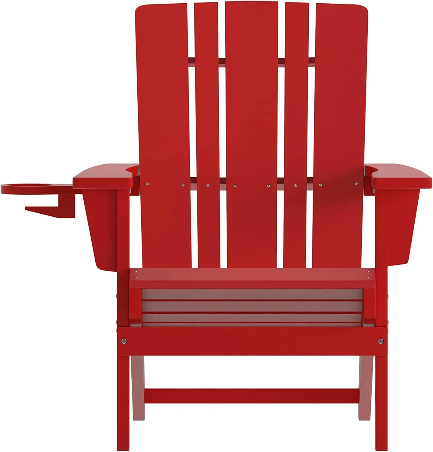 Flash Furniture Halifax Adirondack Chair with Cup Holder, Weather Resistant Poly Resin Adirondack Chair, Red
