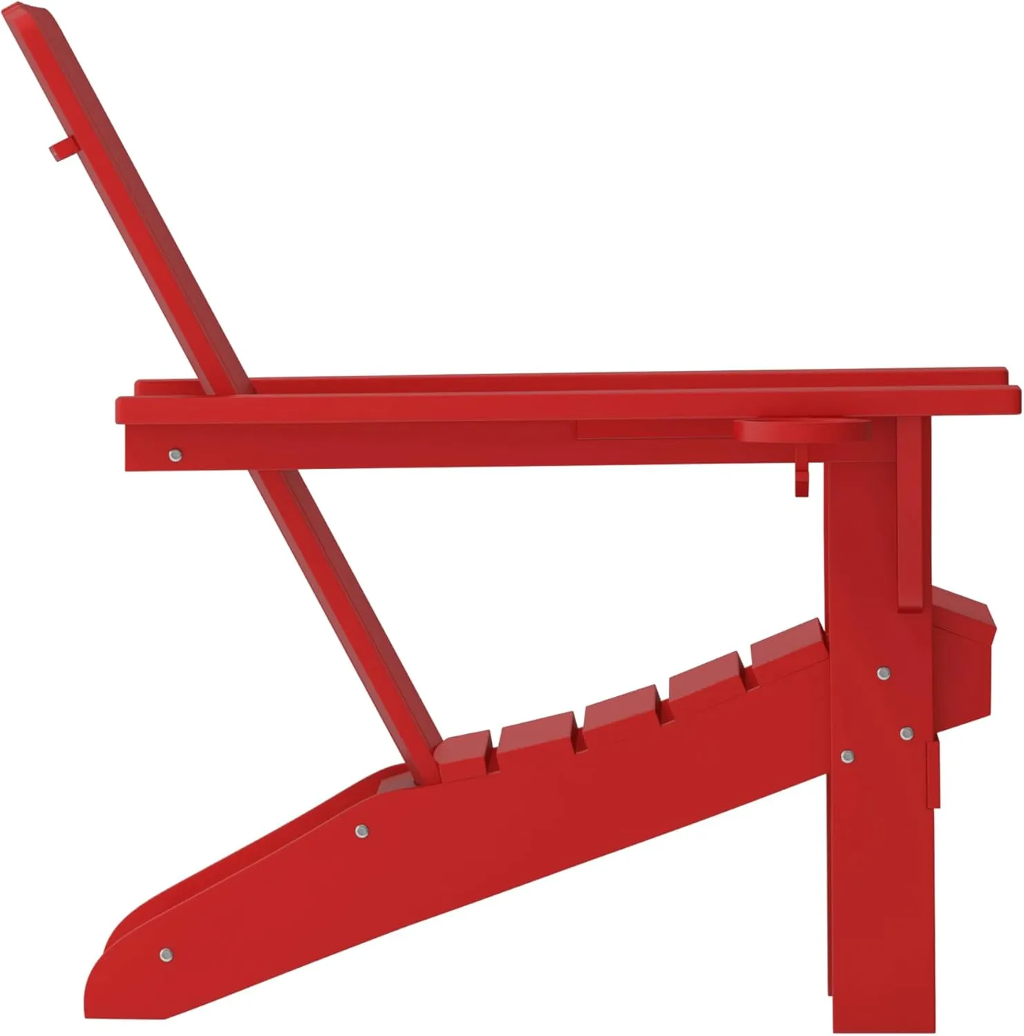 Flash Furniture Halifax Adirondack Chair with Cup Holder, Weather Resistant Poly Resin Adirondack Chair, Red