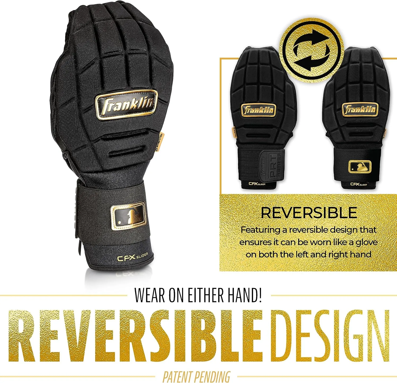 Franklin Sports MLB Baseball   Softball Sliding Mitt - CFX PRT Adult   Youth Protective Baserunning Sliding Gloves - Left   Right Hand Mitt - Hand   Wrist Protector for Running - Kids   Adults Sizes