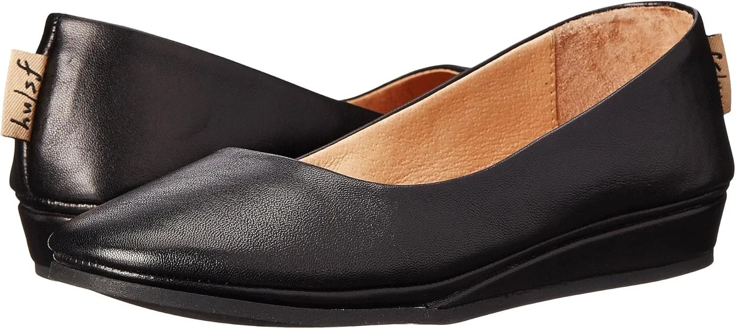 French Sole Zeppa Flat - Flats for Women - Breathable Leather Lining - Rubber Outsole - Cushioned Footbed Black Nappa 10.5 M