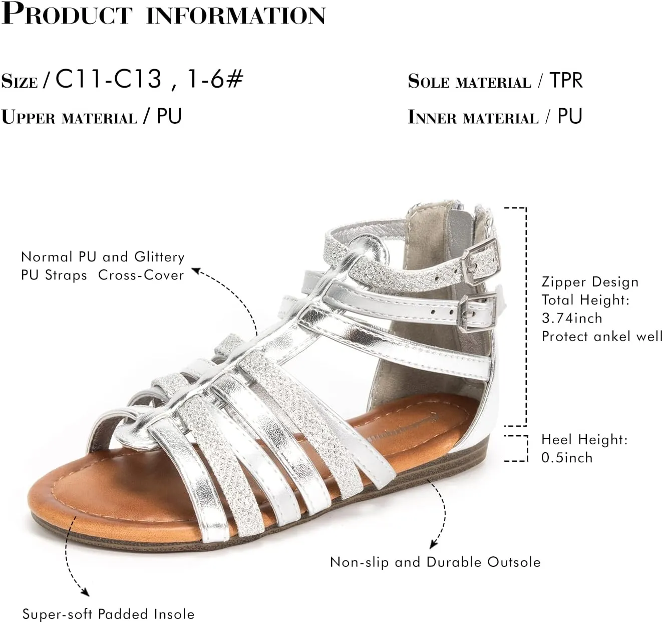 FUNKYMONKEY Girls Gladiator Strap Sandals Flat Fisherman Thong Cross Strappy Sandals