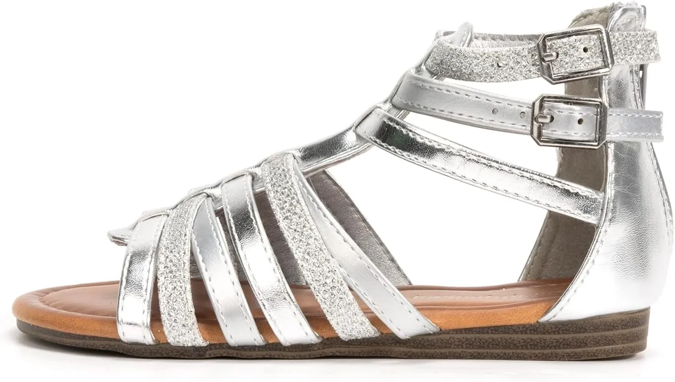 FUNKYMONKEY Girls Gladiator Strap Sandals Flat Fisherman Thong Cross Strappy Sandals