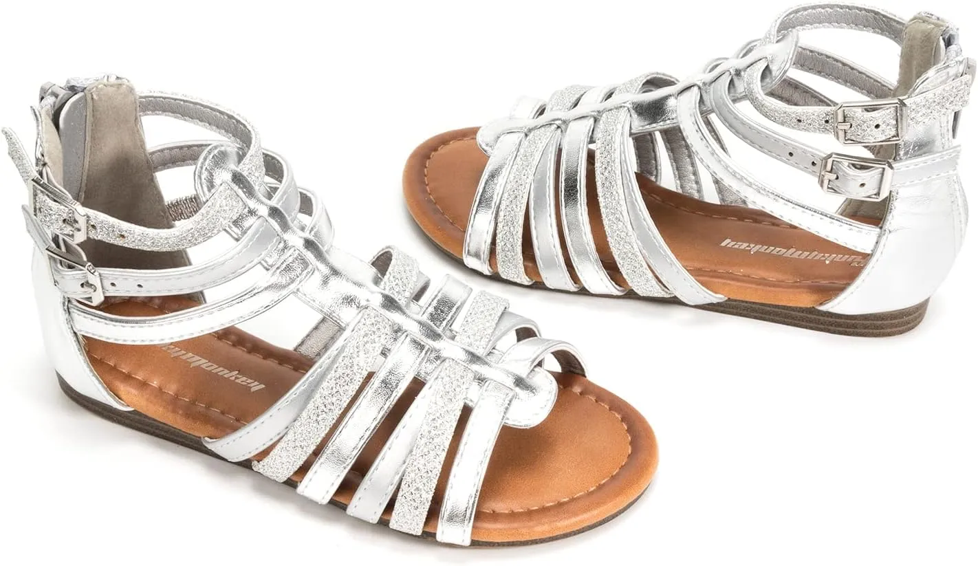 FUNKYMONKEY Girls Gladiator Strap Sandals Flat Fisherman Thong Cross Strappy Sandals
