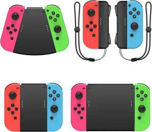 Game Handle Connector for Nintendo Switch Joy-Con, 5-in-1 Gamepad Handle with Wrist Strap for NS Switch Grip