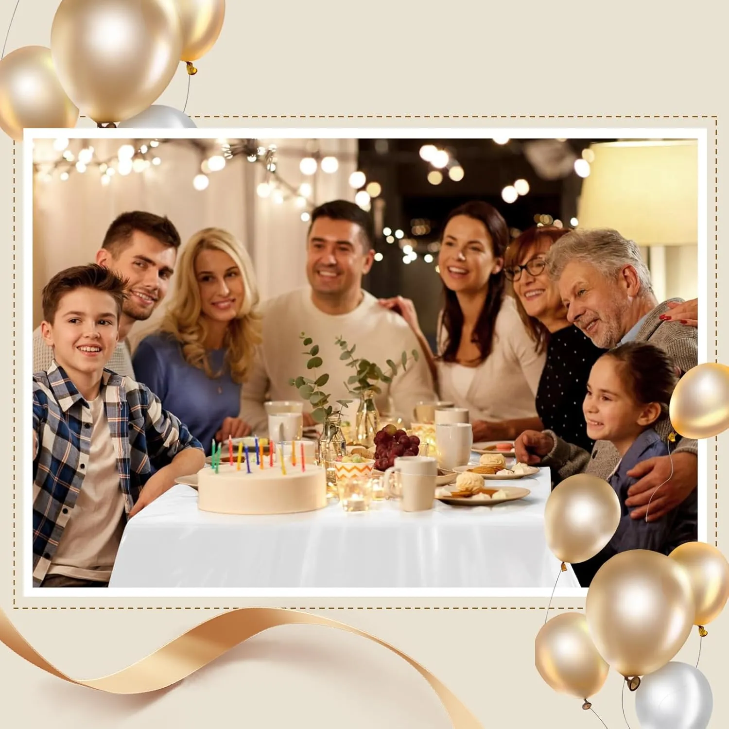 Goodluck 54 Inch X 300 Feet Plastic Table Cloths with Cutter Box, White Disposable Table Cover Roll, Plastic Tablecloth for Party, Banquet, Wedding, Birthday, Anniversary
