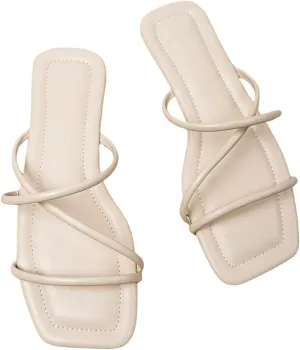 GORGLITTER Women's Dress Strappy Sandals Criss Cross Strap Flat Open Toe Summer Slide Sandal