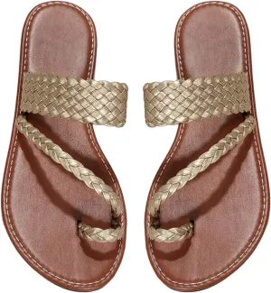 GORGLITTER Women's Leopard Cheetah Flat Sandals Open Toe Strappy Toe Ring Slide Sandal