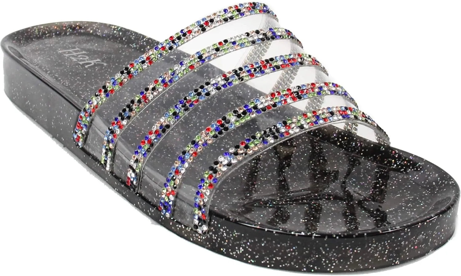 H2K Womens Jelly Glitter Summer Slide Sandals Flip Flops (Adults)