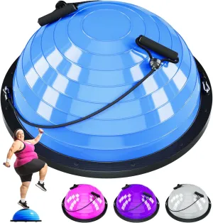 Half Balance Ball Trainer - Half Stability Ball for Exercise, Core Strengthening, Workouts, Home Gym, Physical Therapy, Fitness,Balance Training Equipment with Non-Slip Base, Resistance Bands